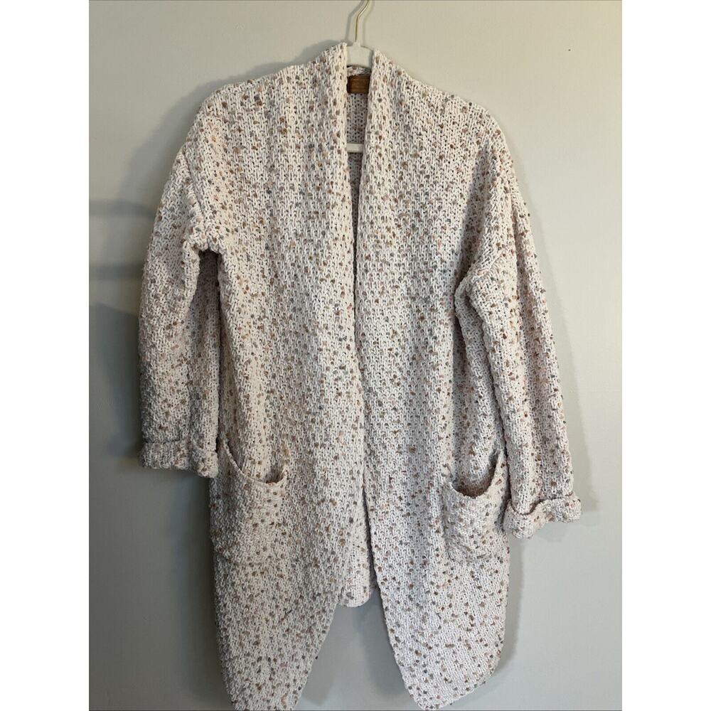 Pol Confetti Medium Loose Thread Design Knit Pocket Cardigan Sweater Duster